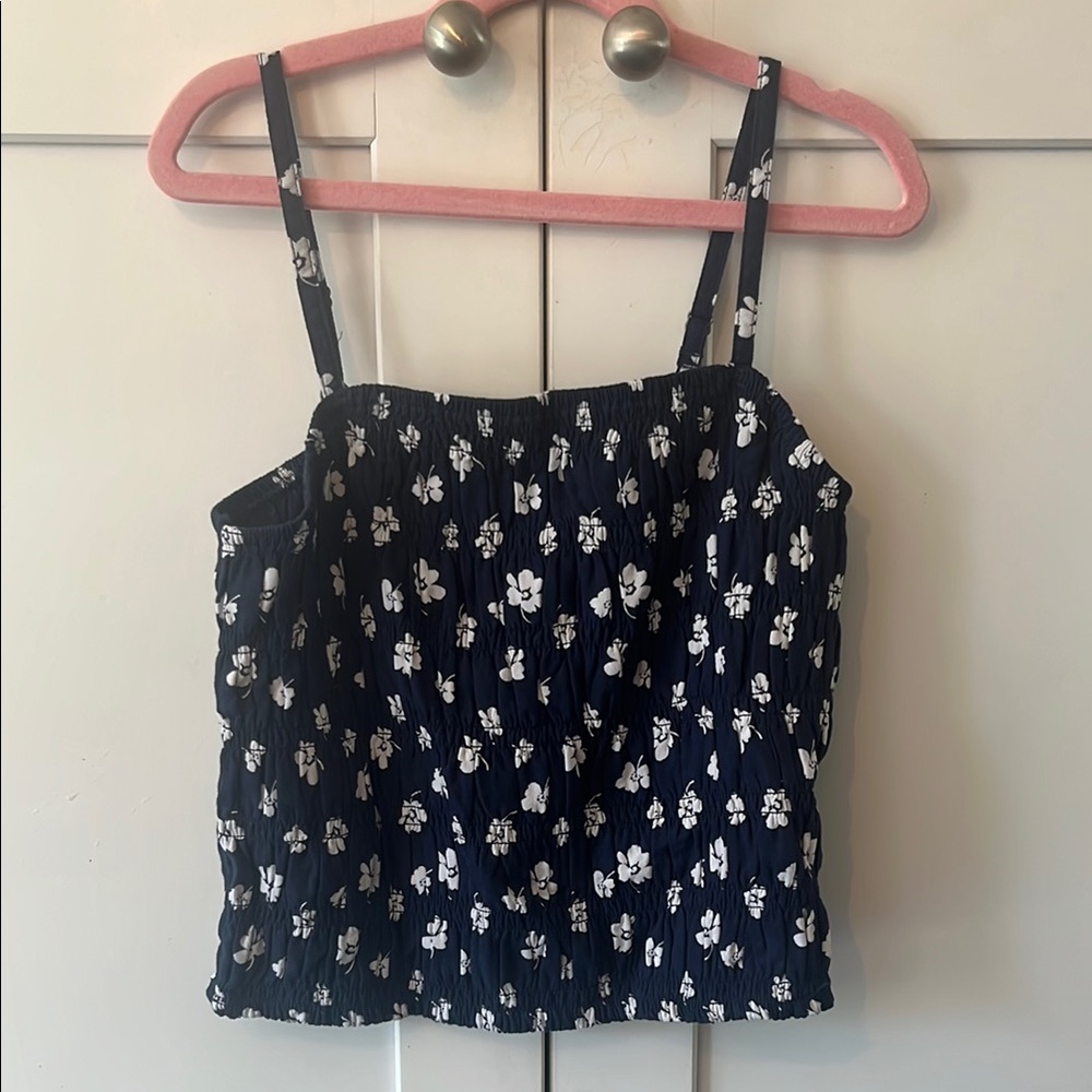 Abercrombie Kids Black and White Smocked Crop Tank